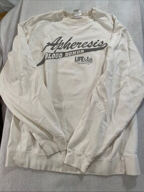 Cream Crewneck Sweatshirt with Gray 'Apheresis' Graphic